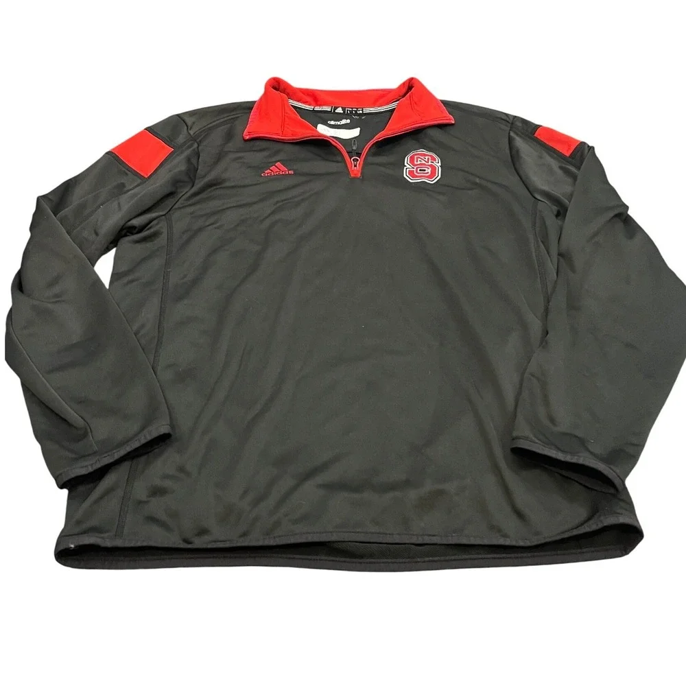 Adidas NC State Wolfpack Pullover Mens‎ Large Black Red Quarter Zip Climalite